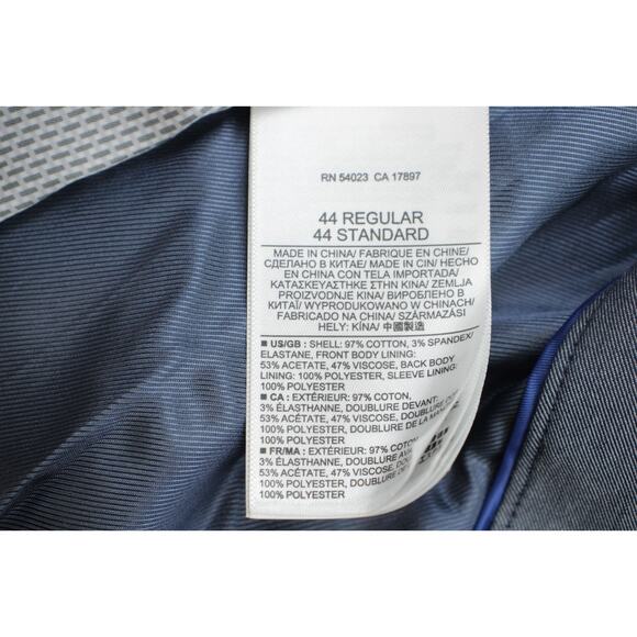 Banana Republic Blazer Mens 44R Gray Cotton Blend Stretch Tailored Fit 2 Buttons - Picture 6 of 9